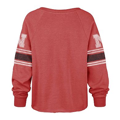 Women's '47 Scarlet Nebraska Huskers Allie Modest Raglan Long Sleeve Cropped T-Shirt