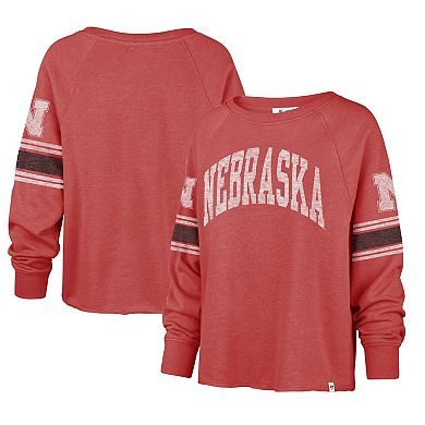 Women's '47 Scarlet Nebraska Huskers Allie Modest Raglan Long Sleeve Cropped T-Shirt