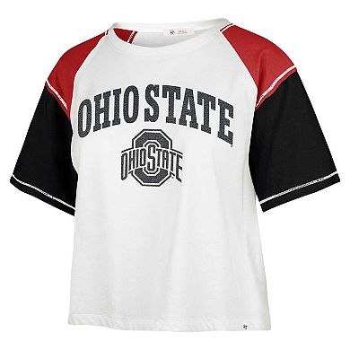 Women's '47 White Ohio State Buckeyes Serenity Gia Cropped T-Shirt