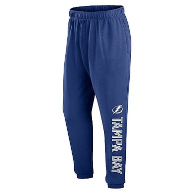 Men's Fanatics Branded Blue Tampa Bay Lightning Chop Block Fleece Sweatpants