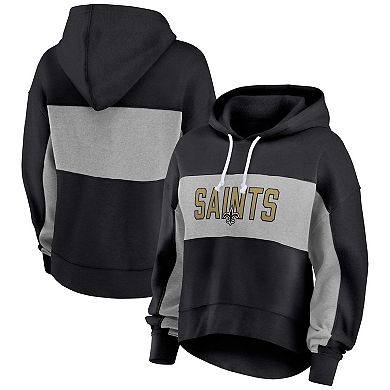 Women's Fanatics Branded  Black New Orleans Saints Filled Stat Sheet Pullover Hoodie