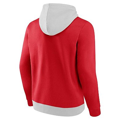 Men's Fanatics Branded Gray/Red Chicago Bulls Arctic Colorblock Pullover Hoodie