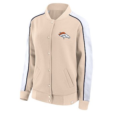 Women's Fanatics Branded Tan Denver Broncos Lounge Full-Snap Varsity Jacket