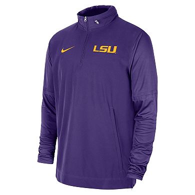 Men's Nike Purple LSU Tigers 2023 Coach Half-Zip Hooded Jacket