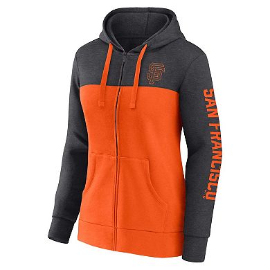 Women's Fanatics Branded Heather Charcoal/Orange San Francisco Giants City Ties Hoodie Full-Zip Sweatshirt