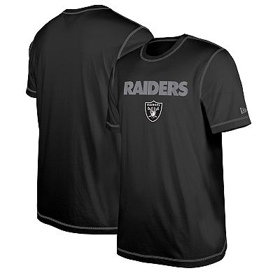 Men's New Era  Black Las Vegas Raiders Third Down Puff Print T-Shirt