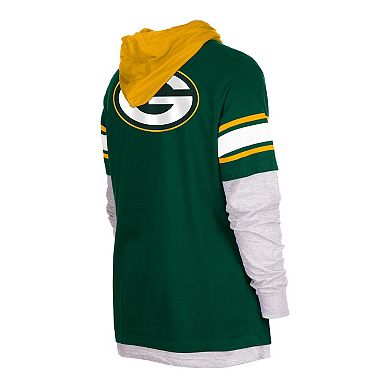 Men's New Era Green Green Bay Packers Current Day Long Sleeve Hoodie T-Shirt