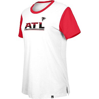 Women's New Era  White/Red Atlanta Falcons Third Down Colorblock T-Shirt