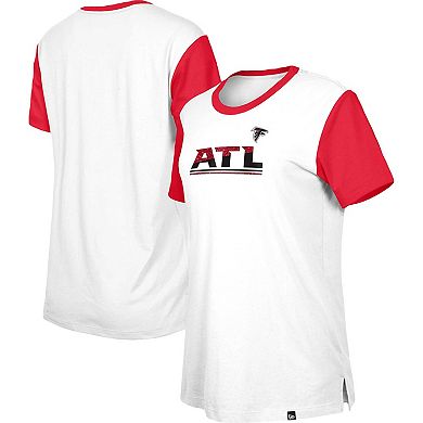 Women's New Era  White/Red Atlanta Falcons Third Down Colorblock T-Shirt