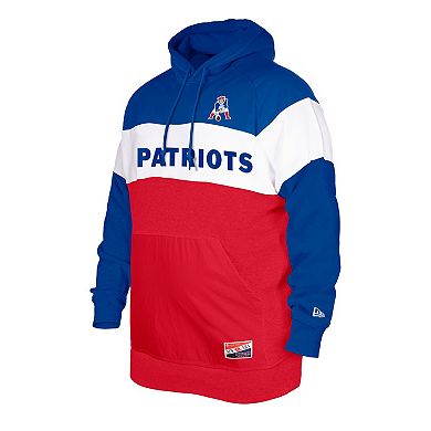 Men's New Era Royal New England Patriots Big & Tall Throwback Colorblock Pullover Hoodie