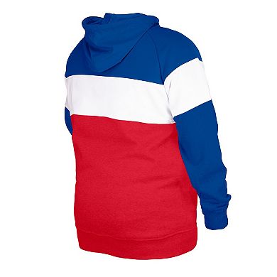 Men's New Era Royal New England Patriots Big & Tall Throwback Colorblock Pullover Hoodie