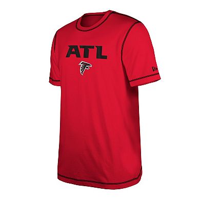 Men's New Era  Red Atlanta Falcons Third Down Puff Print T-Shirt