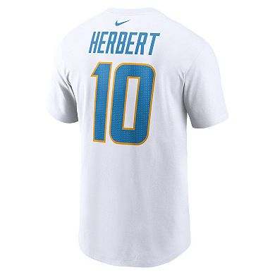 Men's Nike Justin Herbert  White Los Angeles Chargers  Player Name & Number T-Shirt