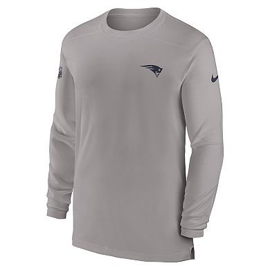 Men's Nike Gray New England Patriots Sideline Coach Performance Long Sleeve T-Shirt