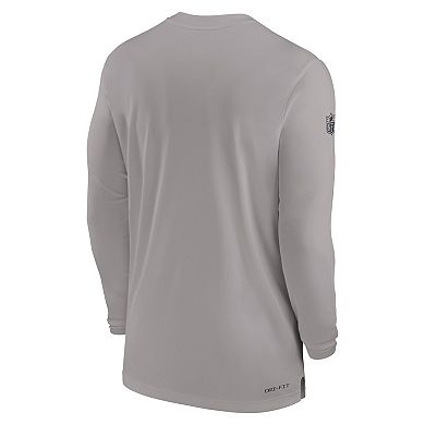 Men's Nike Gray New England Patriots Sideline Coach Performance Long Sleeve T-Shirt