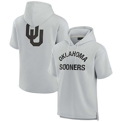 Unisex Fanatics Signature Gray Oklahoma Sooners Super Soft Fleece Short Sleeve Pullover Hoodie