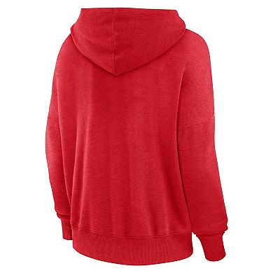 Women's Fanatics Branded Red Tampa Bay Buccaneers Heritage Snow Wash French Terry Lace-Up Pullover Hoodie