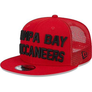 Men's New Era Red Tampa Bay Buccaneers Stacked Trucker 9FIFTY Snapback Hat