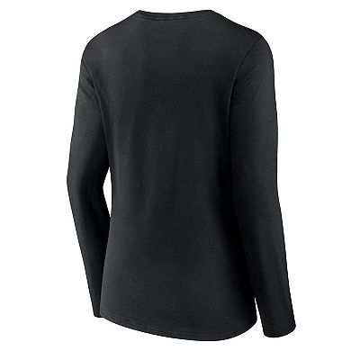 Women's Fanatics Branded Black Las Vegas Raiders Wordmark Long Sleeve V-Neck T-Shirt