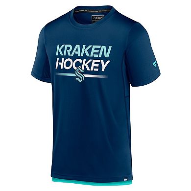 Men's Fanatics Branded  Deep Sea Blue Seattle Kraken Authentic Pro Tech T-Shirt