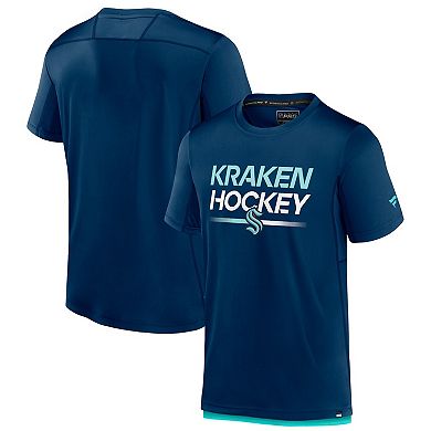 Men's Fanatics Branded  Deep Sea Blue Seattle Kraken Authentic Pro Tech T-Shirt