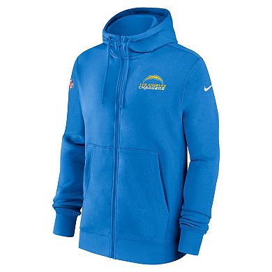 Men's Nike Powder Blue Los Angeles Chargers Sideline Club Performance Full-Zip Hoodie