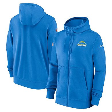 Men's Nike Powder Blue Los Angeles Chargers Sideline Club Performance Full-Zip Hoodie