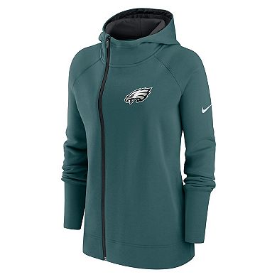 Women's Nike Midnight Green Philadelphia Eagles Asymmetrical Raglan Full-Zip Hoodie