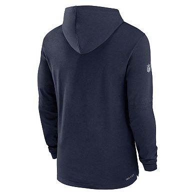 Men's Nike Navy Denver Broncos Sideline Performance Long Sleeve Hoodie T-Shirt