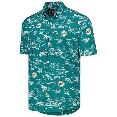 Men's Reyn Spooner Aqua Miami Dolphins Throwback Kekai Print Button-Up Shirt