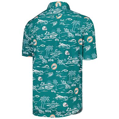 Men's Reyn Spooner Aqua Miami Dolphins Throwback Kekai Print Button-Up Shirt