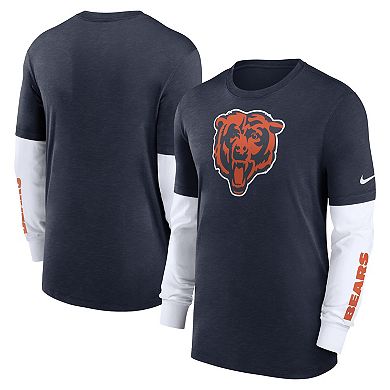 Men's Nike Heather Navy Chicago Bears Slub Fashion Long Sleeve T-Shirt