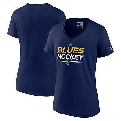 Women's Fanatics Branded  Navy St. Louis Blues Authentic Pro V-Neck T-Shirt