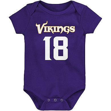 Newborn & Infant Justin Jefferson Purple Minnesota Vikings Mainliner Player Name & Number Bodysuit