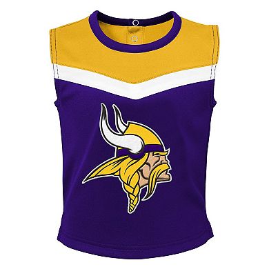 Girls Toddler Purple Minnesota Vikings Spirit Cheer Three-Piece Cheerleader Set