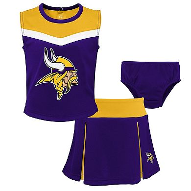 Girls Toddler Purple Minnesota Vikings Spirit Cheer Three-Piece Cheerleader Set