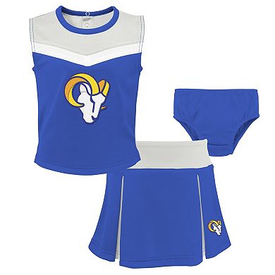 Girls Toddler Royal Los Angeles Rams Spirit Cheer Two-Piece Cheerleader Set with Bloomers