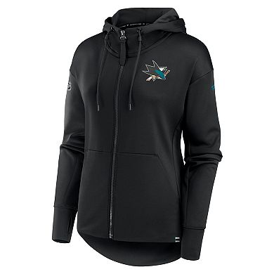 Women's Fanatics Branded  Black San Jose Sharks Authentic Pro Scuba Full-Zip Hoodie