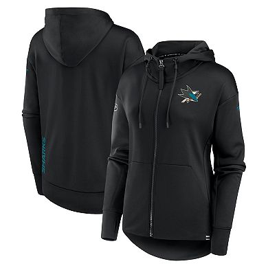 Women's Fanatics Branded  Black San Jose Sharks Authentic Pro Scuba Full-Zip Hoodie