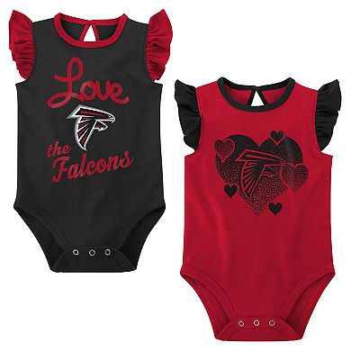 Girls Newborn & Infant Red/Black Atlanta Falcons Spread the Love 2-Pack Bodysuit Set