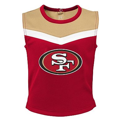 Girls Toddler Scarlet San Francisco 49ers Spirit Cheer Two-Piece Cheerleader Set with Bloomers