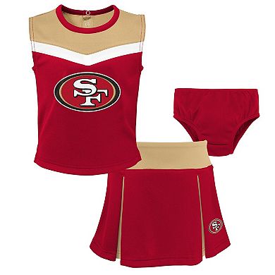 Girls Toddler Scarlet San Francisco 49ers Spirit Cheer Two-Piece Cheerleader Set with Bloomers