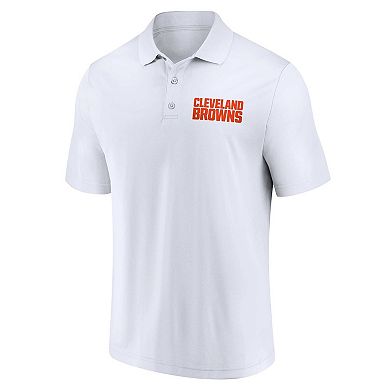 Men's Fanatics Branded White/Brown Cleveland Browns Lockup Two-Pack Polo Set