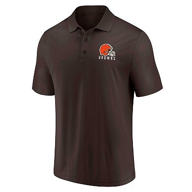 Men's Fanatics Branded White/Brown Cleveland Browns Lockup Two-Pack Polo Set