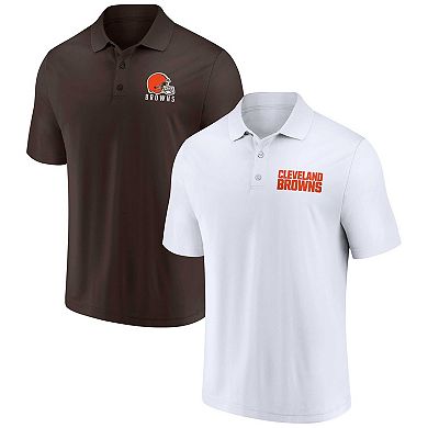 Men's Fanatics Branded White/Brown Cleveland Browns Lockup Two-Pack Polo Set