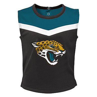 Girls Toddler Black Jacksonville Jaguars Spirit Cheer Three-Piece Cheerleader Set