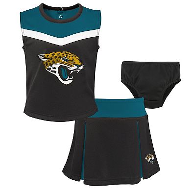 Girls Toddler Black Jacksonville Jaguars Spirit Cheer Three-Piece Cheerleader Set