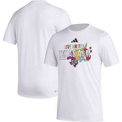 Men's adidas x Rich Mnisi Pride Collection White Texas A&M Aggies Pregame AEROREADY T-Shirt
