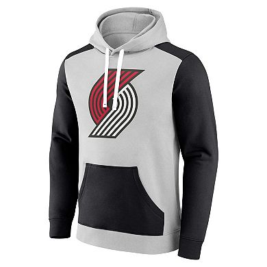 Men's Fanatics Branded Gray/Black Portland Trail Blazers Arctic Colorblock Pullover Hoodie