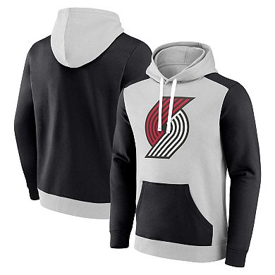 Men's Fanatics Branded Gray/Black Portland Trail Blazers Arctic Colorblock Pullover Hoodie